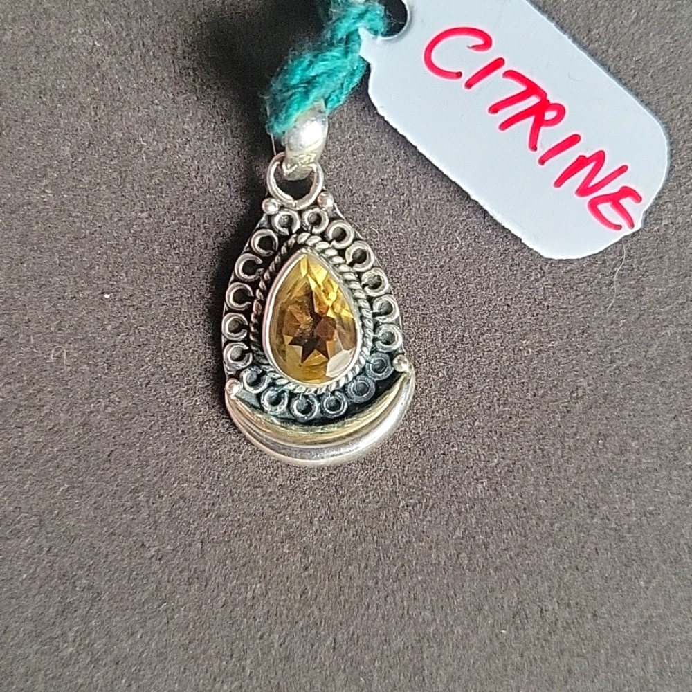 Citrine and Sterling Silver Pendant